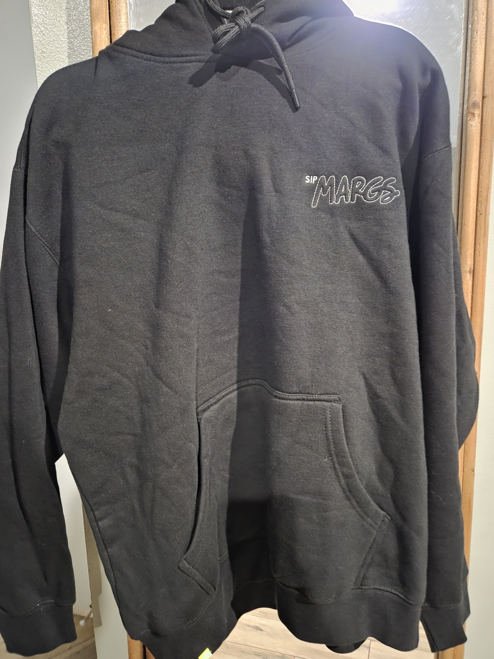 Black "SIP MARGS" Graphic Hoodie